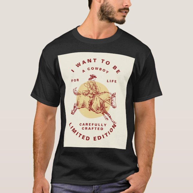 Camiseta Cowboy T-Shirt, Personalizado de color negro (Anverso)