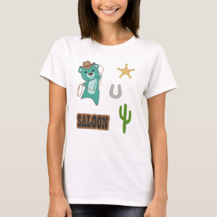 Camiseta Cowboy Turquoise Cute Bear Saloon Western Country