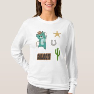 Camiseta Cowboy Turquoise Cute Bear Saloon Western Country