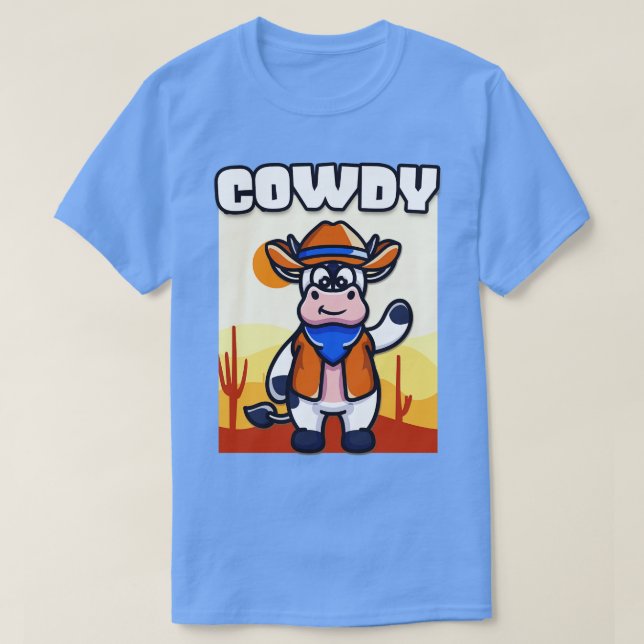 Camiseta Cowdy Funny Cow Cowboy Vestido Rancho Occidental (Diseño del anverso)