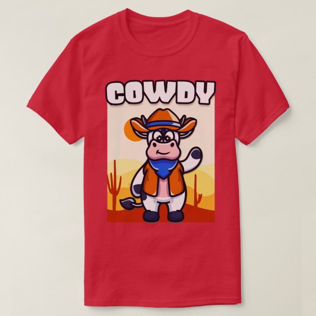 Camiseta Cowdy Funny Cow Cowboy Vestido Rancho Occidental (Diseño del anverso)