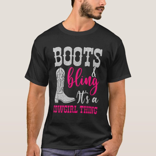 Camiseta Cowgirl Boots Bling It A Cowgirl Thing Love Count (Anverso)