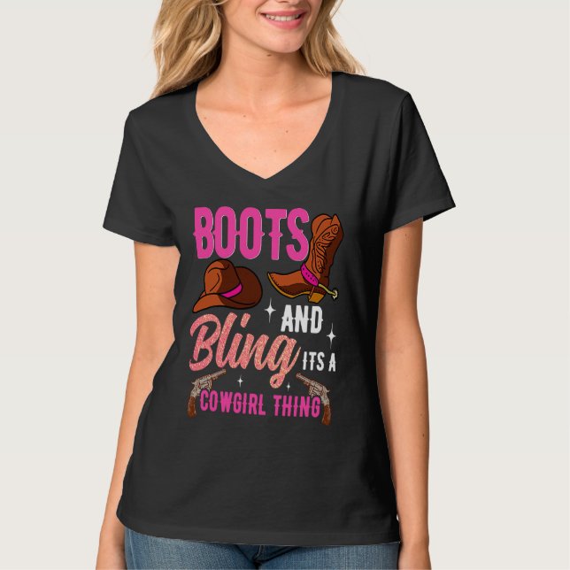Camiseta Cowgirl Boots Bling Its A Cowgirl Thing Country Li (Anverso)