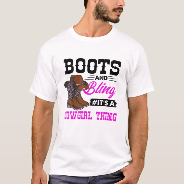 Camiseta Cowgirl Boots Bling Vintage Country Southern Rodeo (Anverso)