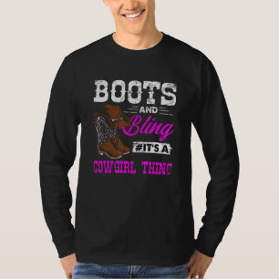 Camiseta Cowgirl Boots Bling Vintage Country Southern Rodeo