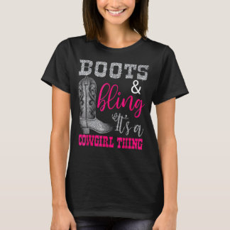 Camiseta Cowgirl Boots Bling Women Cuece Love Country Life