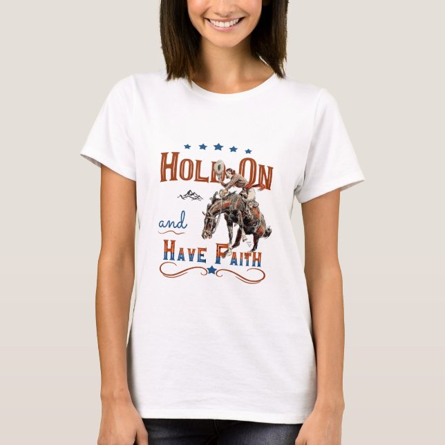 Camiseta Cowgirl Christian T-Shirt, Bucking Horse (Anverso)