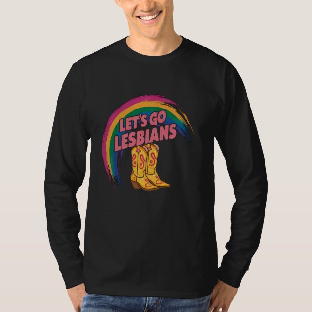 Camiseta Cowgirl deja ir a lesbianas mes de orgullo de lesb (Anverso)
