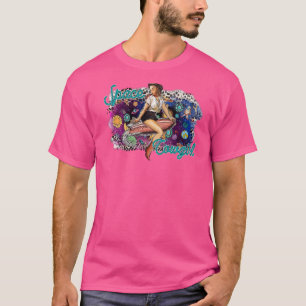 Camiseta Cowgirl del espacio retro Leopard Western Country