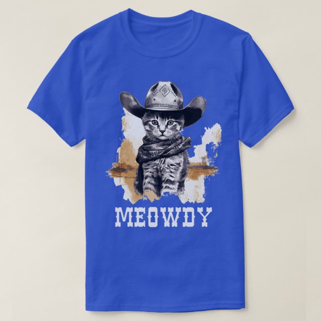 Camiseta Cowgirl Famoso gato Meow Howdy Meowdy 2 (Diseño del anverso)