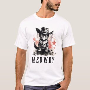 Camiseta Cowgirl Famoso gato Meow Howdy Meowdy T Shirt