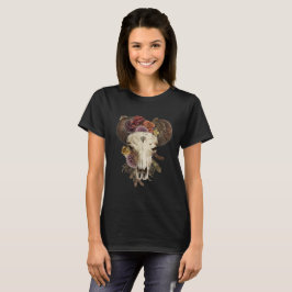Camiseta Cowgirl Floral Bison Animal Horn Skull