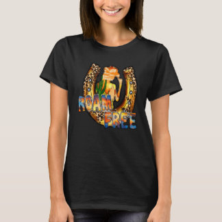 Camiseta Cowgirl Horseshoe Roam Free Wild Soul Western Dese