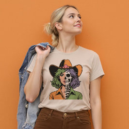 Camiseta Cowgirl Skeleton Western Halloween Shirt