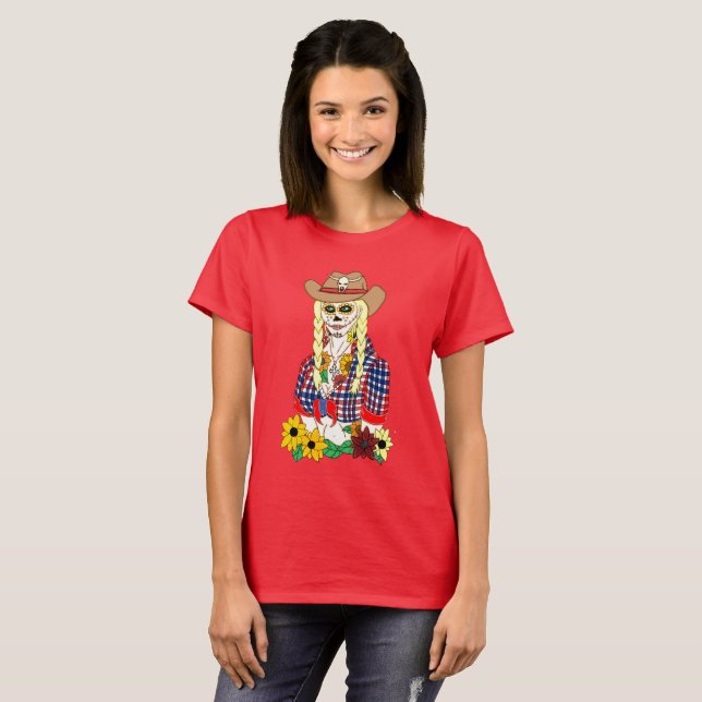 Camiseta Cowgirl Sugar Skull (Anverso completo)