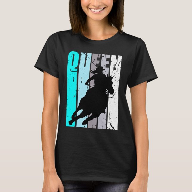 Camiseta Cowgirl turquesa Reina Rodeo Mujeres Barrel Racer  (Anverso)