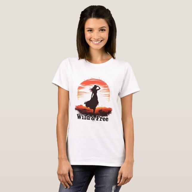 Camiseta Cowgirl Wild & Free Sunset T-Shirt (Anverso completo)