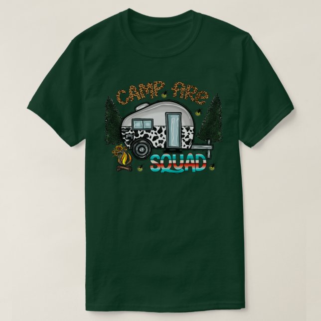 Camiseta Cowhide Camping Trailer Campfire Squad Western Cam (Diseño del anverso)