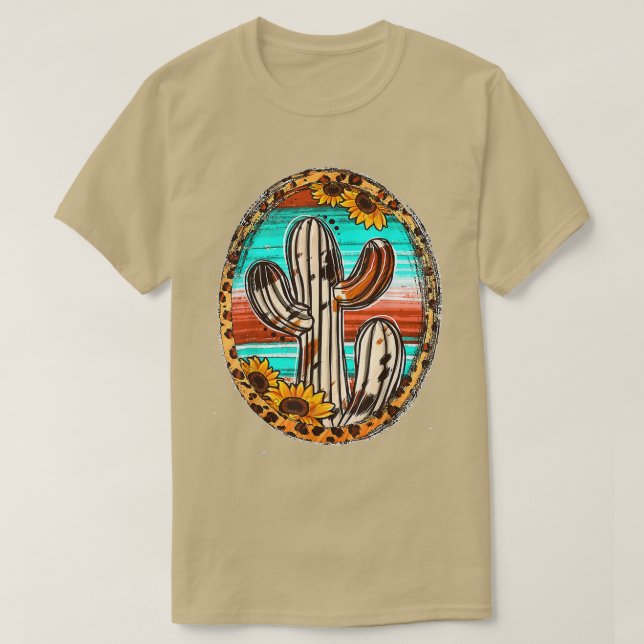 Camiseta Cowhide Teas Cactus Serape Western Rodeo Cowgirl H (Diseño del anverso)