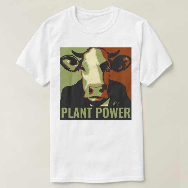 Camiseta Cowmoflage Pop Art Cow Tshirt Planta Power (Diseño del anverso)