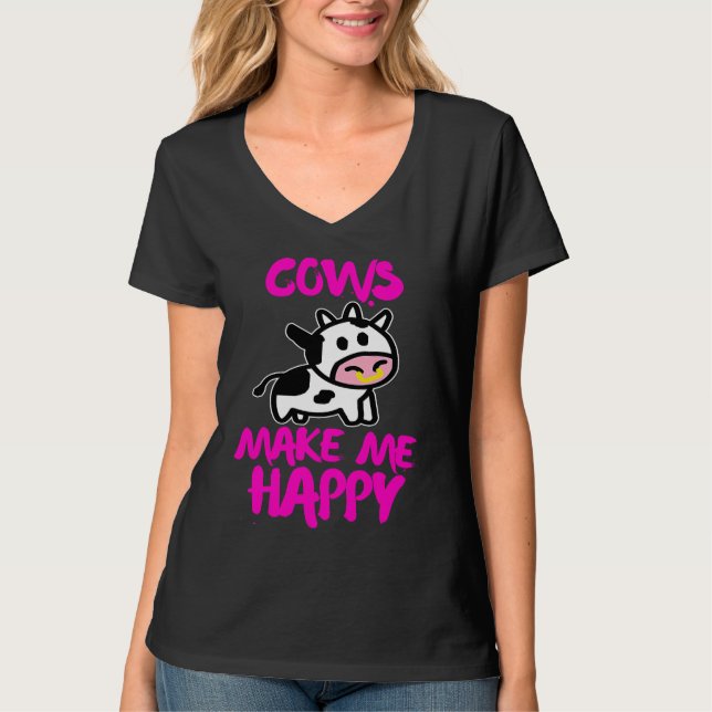 Camiseta Cows make me happy   Farmer cow (Anverso)