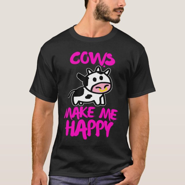 Camiseta Cows make me happy   Farmer cow (Anverso)
