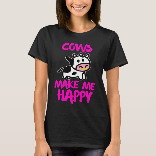 Camiseta Cows make me happy   Farmer cow (Anverso)