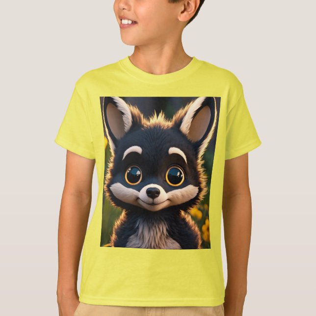Camiseta Coyote de bebé todo negro adorable con ojos grande (Anverso)