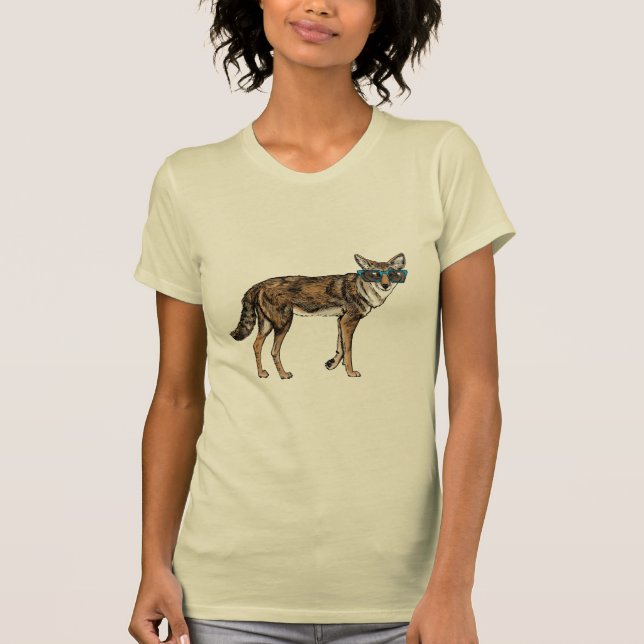 Camiseta Coyote divertido del inconformista con las gafas (Anverso)