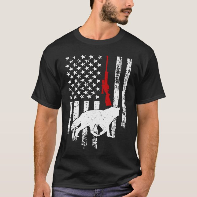 Camiseta Coyote Hunting American Flag Coyote Hunter (Anverso)