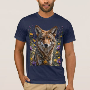 Camiseta Coyote Rodeado Por La Flor Pasque Americana