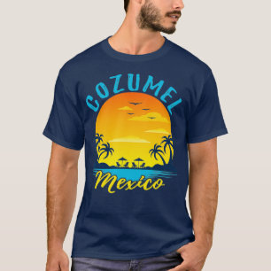Camiseta Cozumel México Palm Trees Naranja Sunset