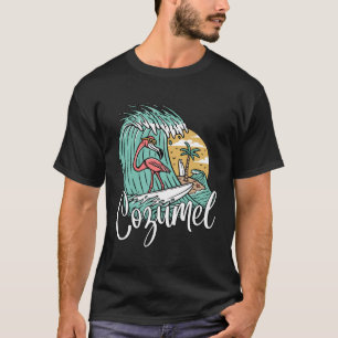 Camiseta Cozumel México Retro Flamingo