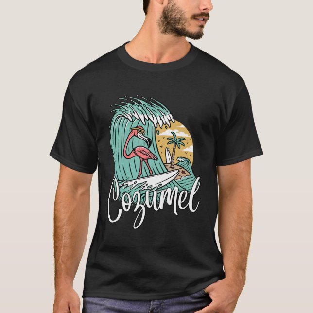 Camiseta Cozumel México Retro Flamingo (Anverso)