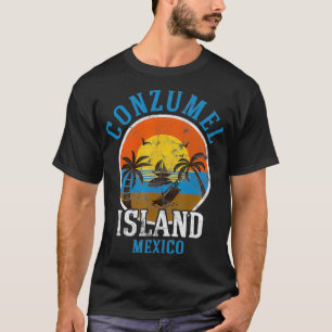 Camiseta Cozumel México Se Enfrenta A Un Gráfico Retro Guay