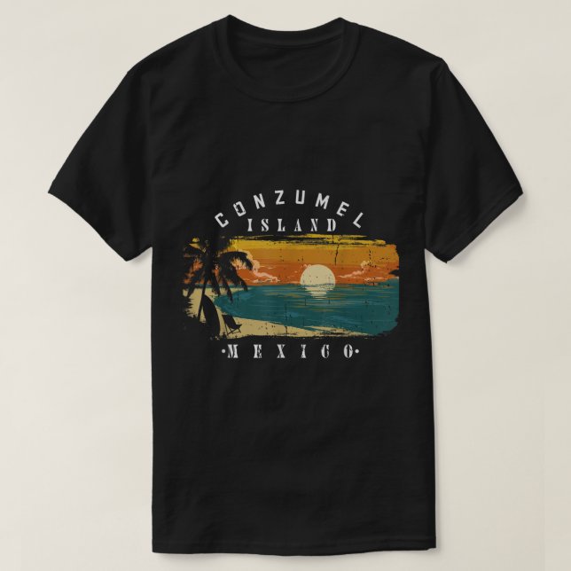 Camiseta Cozumel México Se Enfrenta A Un Gráfico Retro Guay (Diseño del anverso)