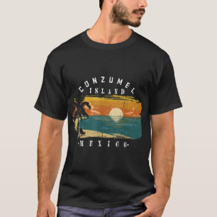 Camiseta Cozumel México Se Enfrenta A Un Gráfico Retro Guay