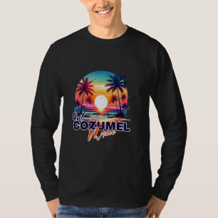 Camiseta Cozumel México Sunset Beach Palm Tree Trip Souveni