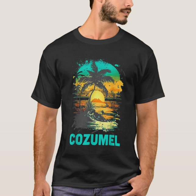 Camiseta Cozumel Mexico Tropical Sunset Beach Souvenir Vaca (Anverso)