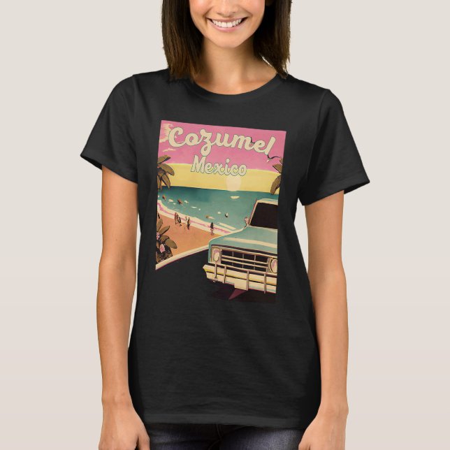 Camiseta Cozumel Retro Beach Vacation Graphics Cozumel Surf (Anverso)