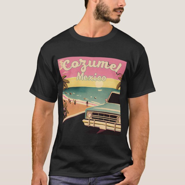 Camiseta Cozumel Retro Beach Vacation Graphics Surf Cozumel (Anverso)