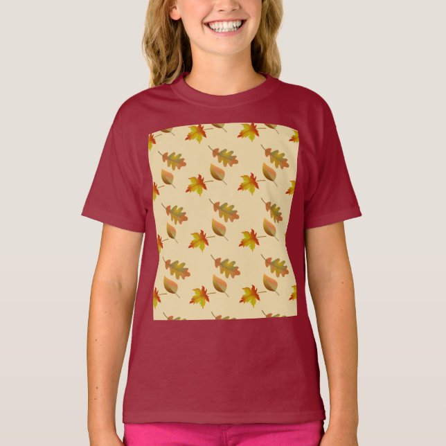 Camiseta Cozy autumn maple leaves oak leaves   (Anverso)
