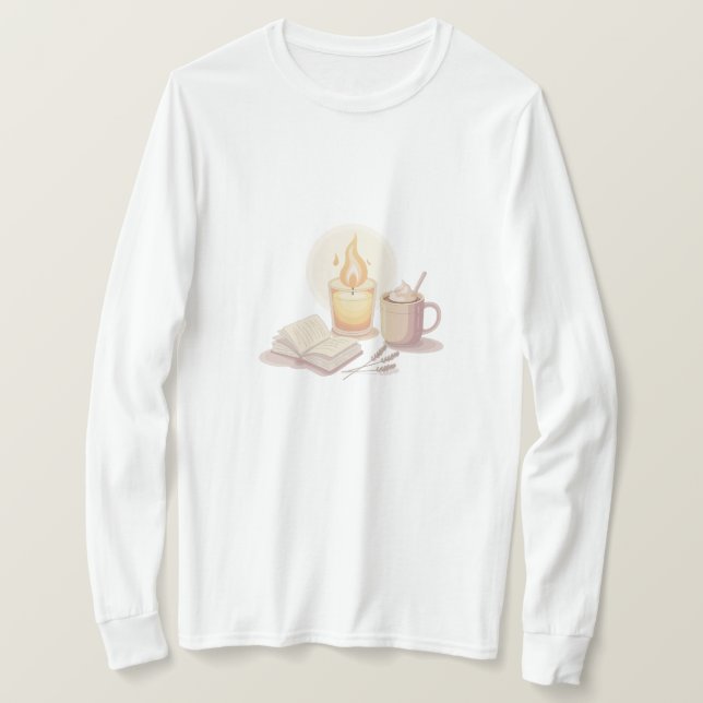 Camiseta Cozy Candle and Hot Chocolate Illustration (Anverso del diseño)