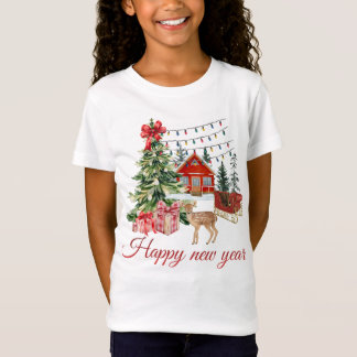Camiseta 🎄 Cozy Christmas Cabin & Deer | Happy New Year Wa