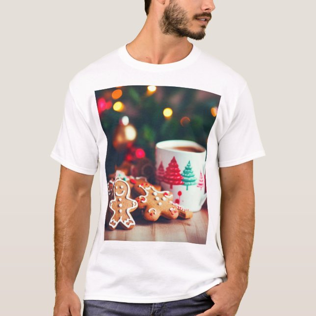 Camiseta Cozy Christmas Mug & Cookies – Holiday Comfort Des (Anverso)