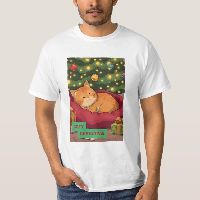 Camiseta Cozy Christmas with an Orange Cat (Anverso)