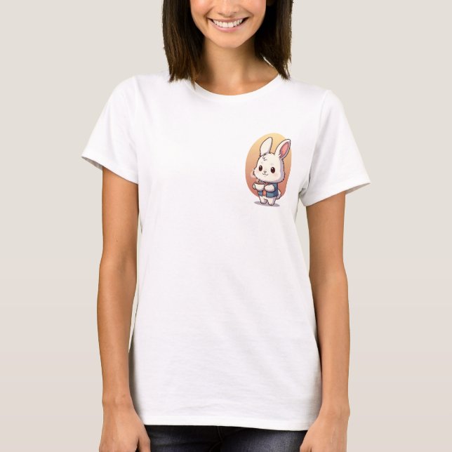 Camiseta Cozy Coffee Bunny Illustration (Anverso)