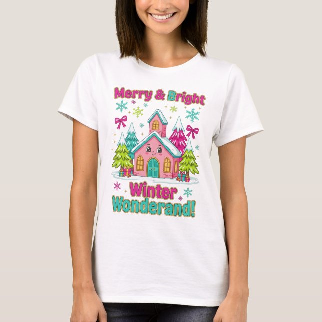 Camiseta "Cozy Cottage Christmas Scene" (Anverso)