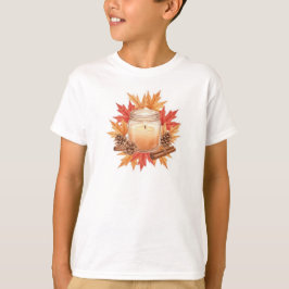 Camiseta Cozy Fall Candle with Maple Leaves | Autumn Design