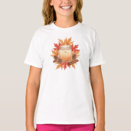 Camiseta Cozy Fall Candle with Maple Leaves | Autumn Design